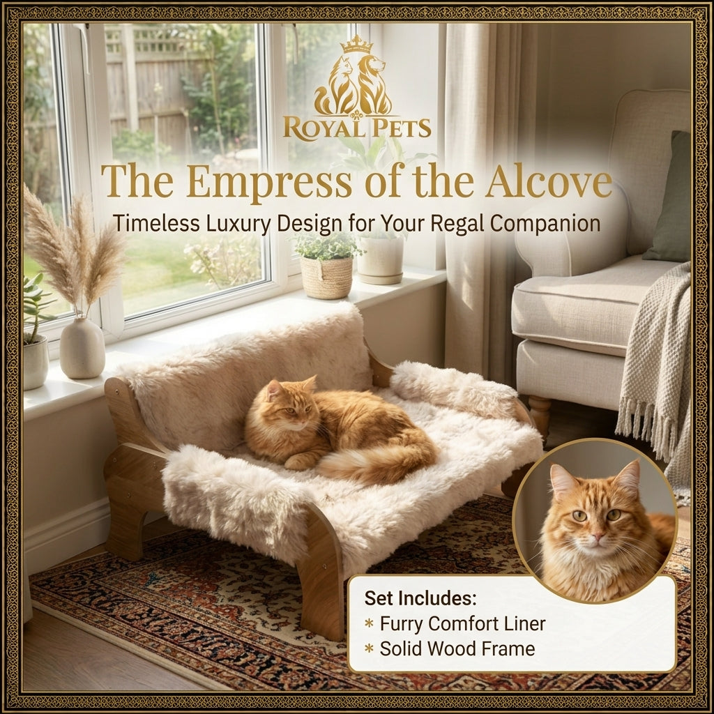 Royal Pets™ Nordic Luxury Wooden Pet Sofa — Elevated Moisture-Proof & Washable Lounge Bed