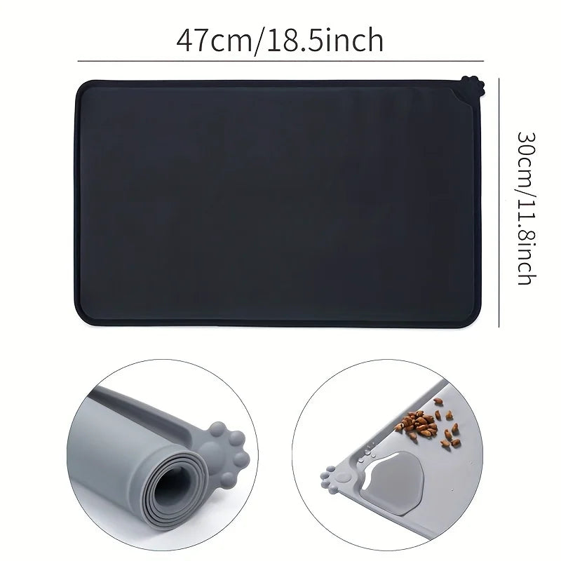 Spill-Proof Silicone Pet Feeding Mat — Anti-Slip Waterproof Tray for Dog & Cat Bowls