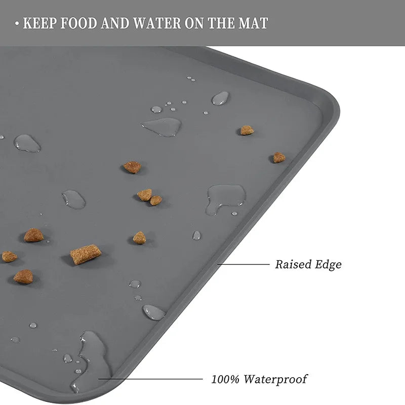 Spill-Proof Silicone Pet Feeding Mat — Anti-Slip Waterproof Tray for Dog & Cat Bowls