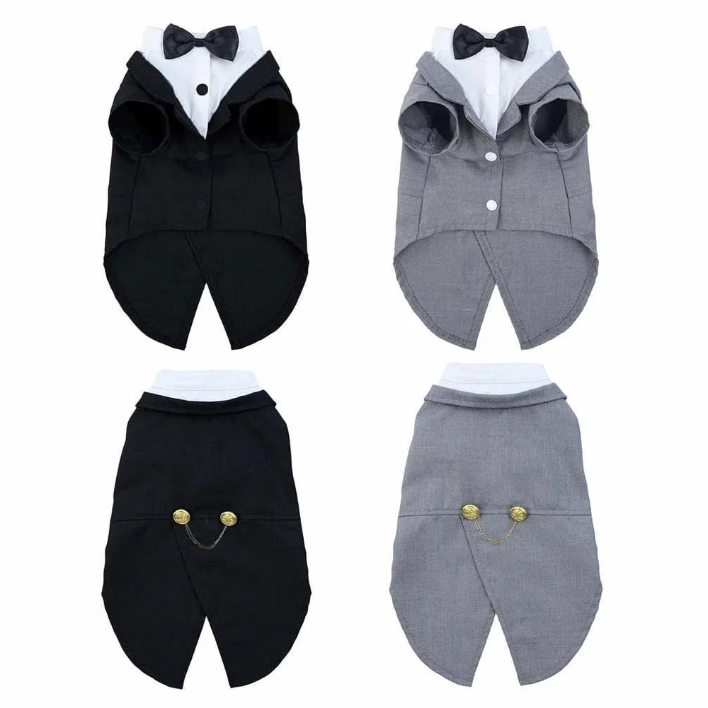 Royal Pets™ Gentleman Cat Formal Tuxedo Suit — Tailcoat Vest & Bowtie Set for Weddings & Birthdays