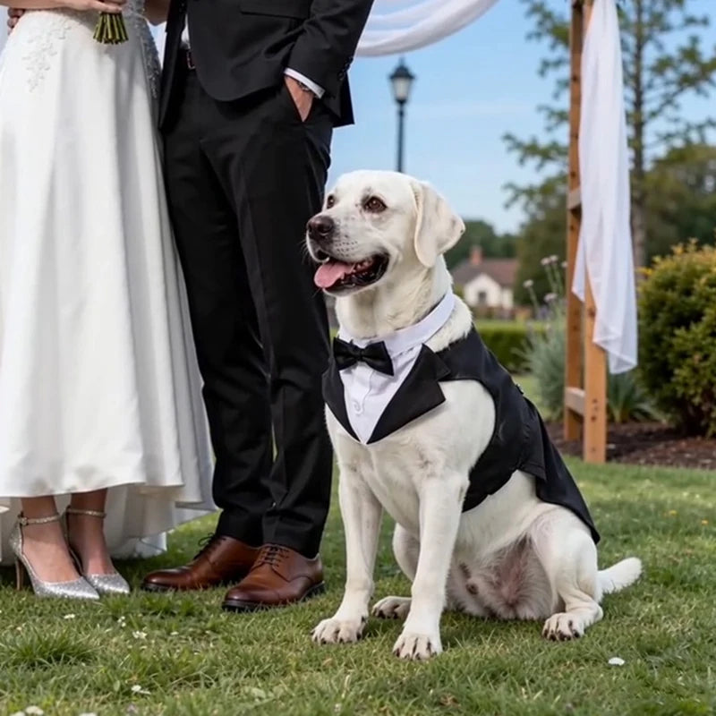 Royal Bow Tie Wedding Shirt for Dogs | Luxury Party Costume for Puppies & Small Breeds