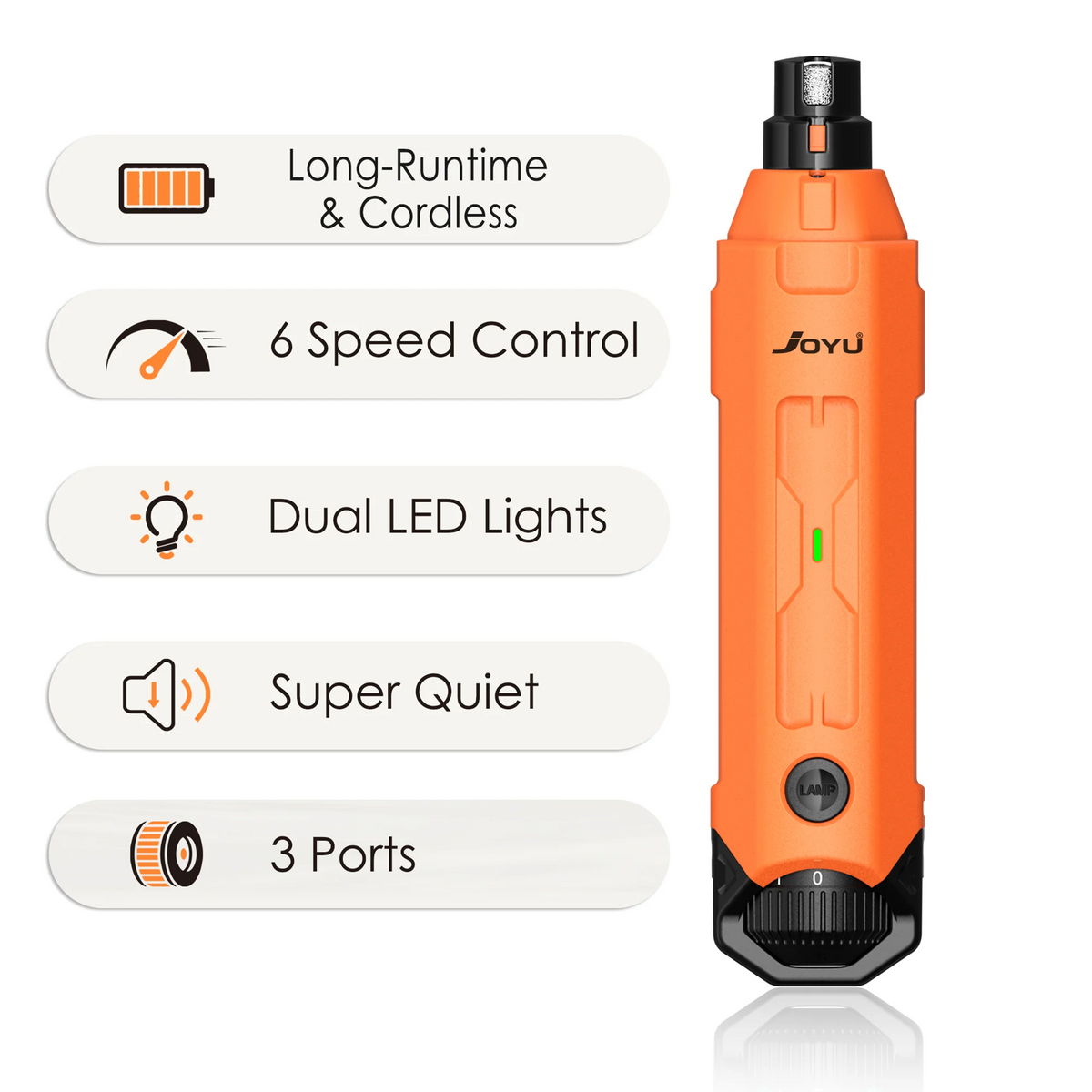 SafePaws™ 6-Speed Quiet Electric Dog & Cat Nail Grinder — Rechargeable Painless Claw Trimmer