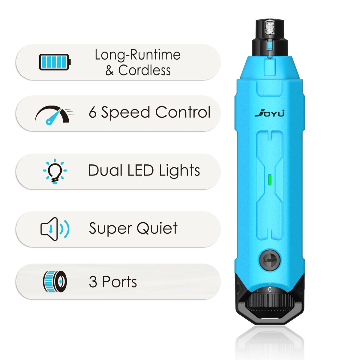SafePaws™ 6-Speed Quiet Electric Dog & Cat Nail Grinder — Rechargeable Painless Claw Trimmer
