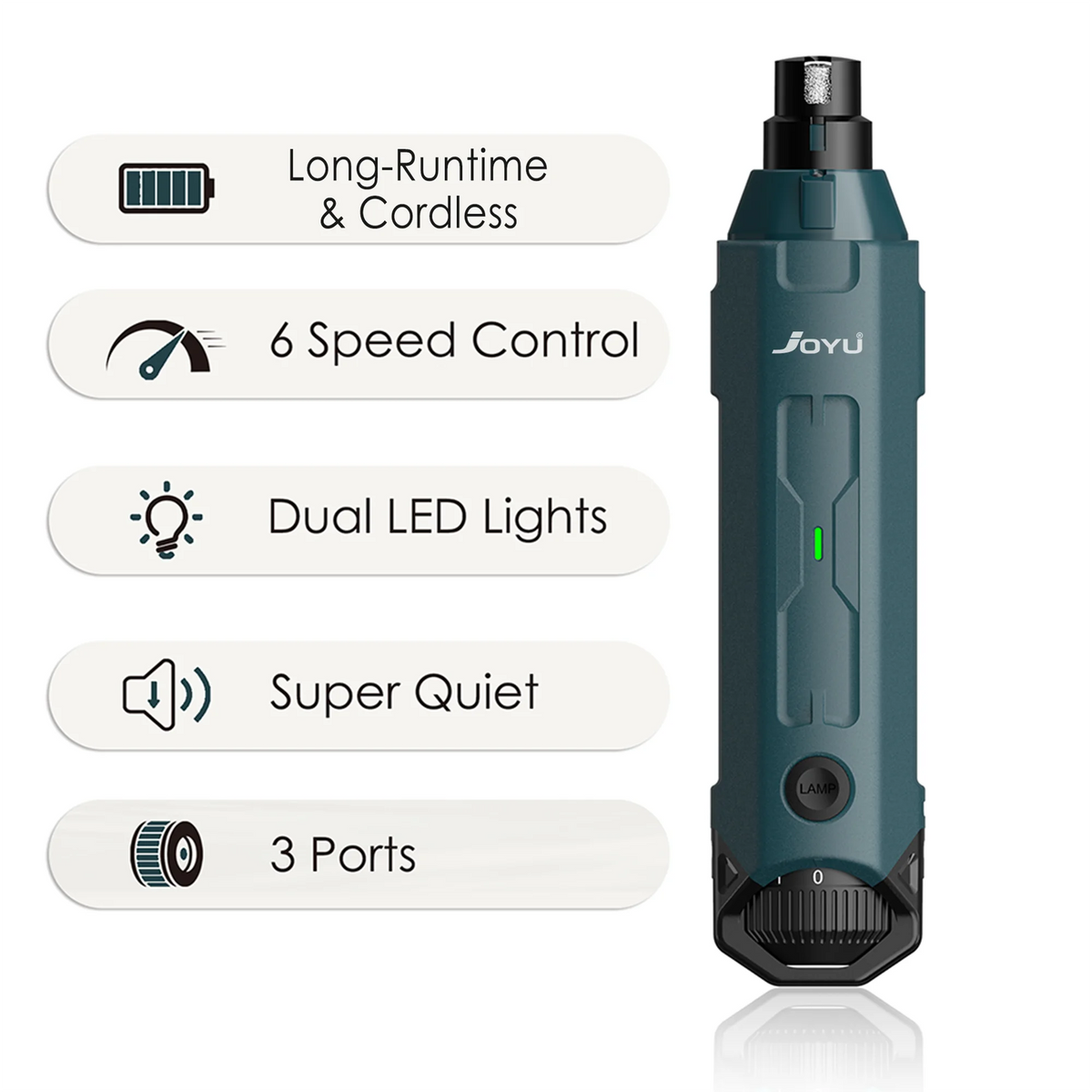 SafePaws™ 6-Speed Quiet Electric Dog & Cat Nail Grinder — Rechargeable Painless Claw Trimmer