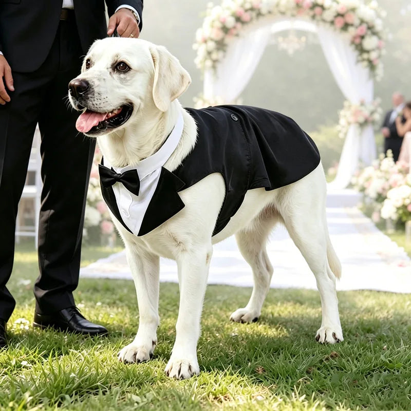 Royal Bow Tie Wedding Shirt for Dogs | Luxury Party Costume for Puppies & Small Breeds