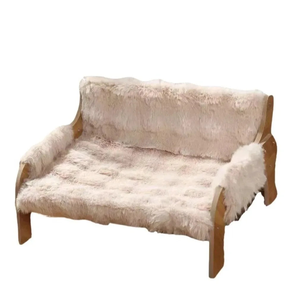 Royal Pets™ Nordic Luxury Wooden Pet Sofa — Elevated Moisture-Proof & Washable Lounge Bed