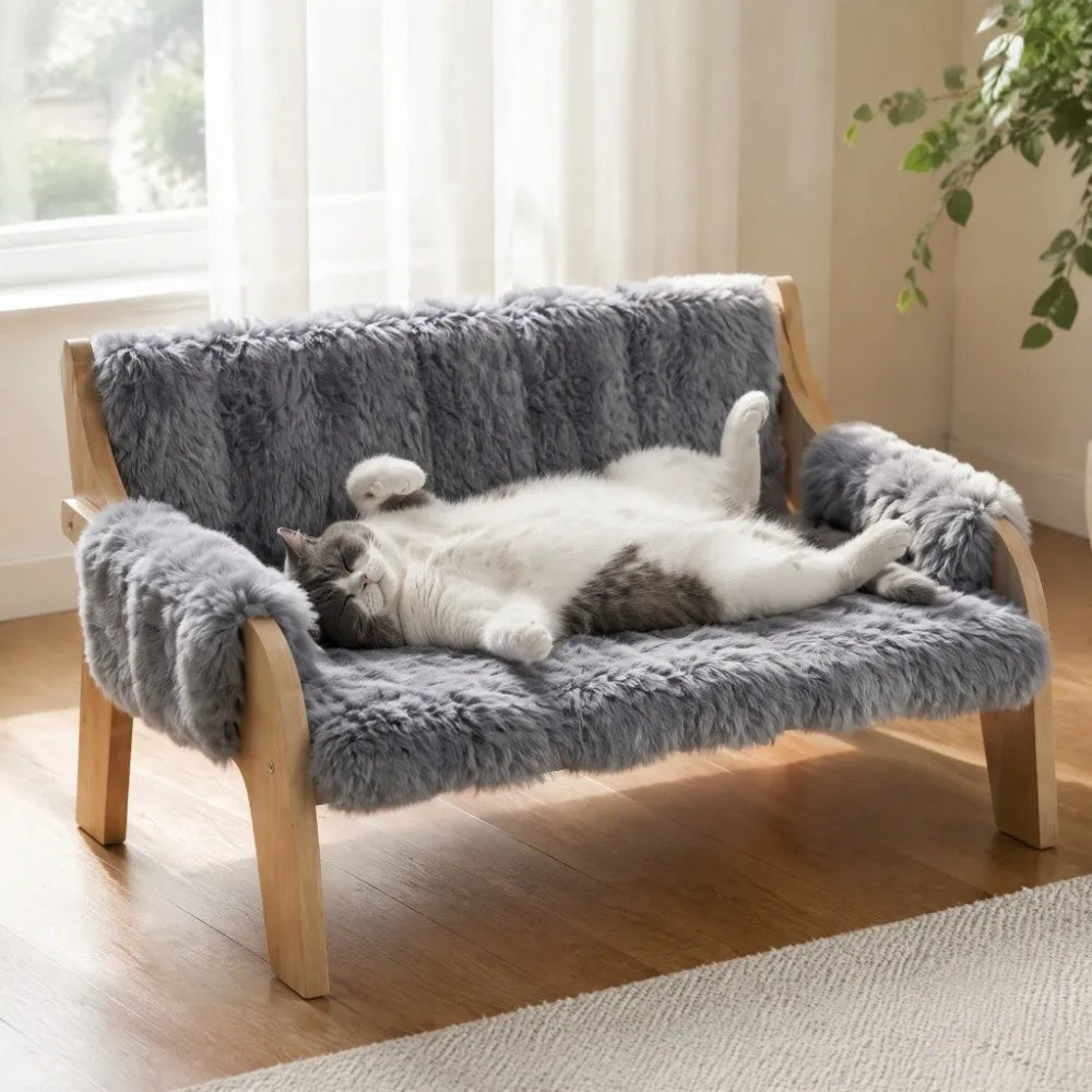 Royal Pets™ Nordic Luxury Wooden Pet Sofa — Elevated Moisture-Proof & Washable Lounge Bed