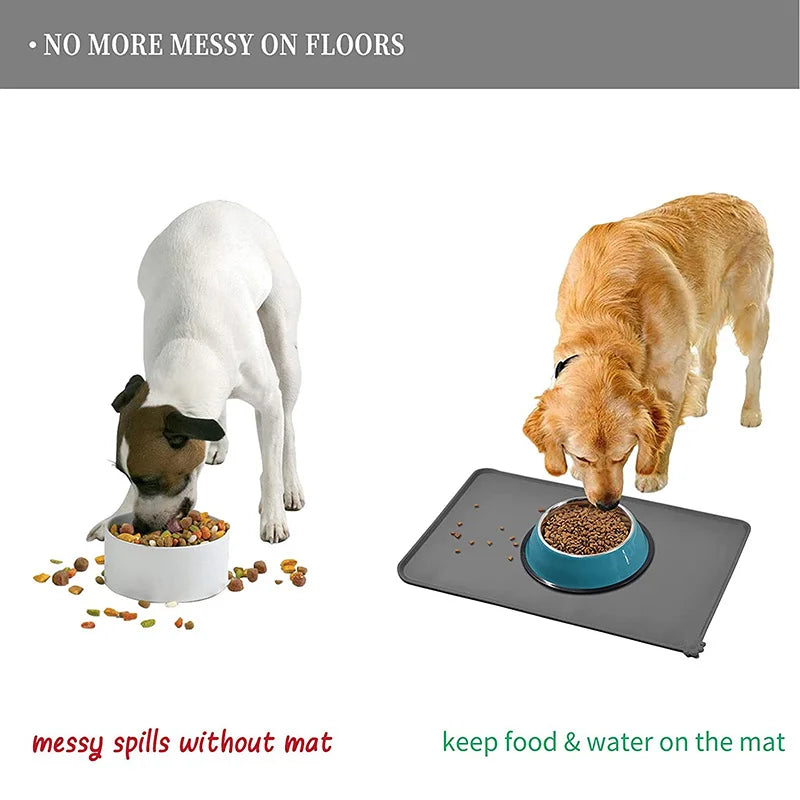 Spill-Proof Silicone Pet Feeding Mat — Anti-Slip Waterproof Tray for Dog & Cat Bowls