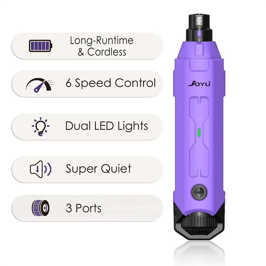 SafePaws™ 6-Speed Quiet Electric Dog & Cat Nail Grinder — Rechargeable Painless Claw Trimmer