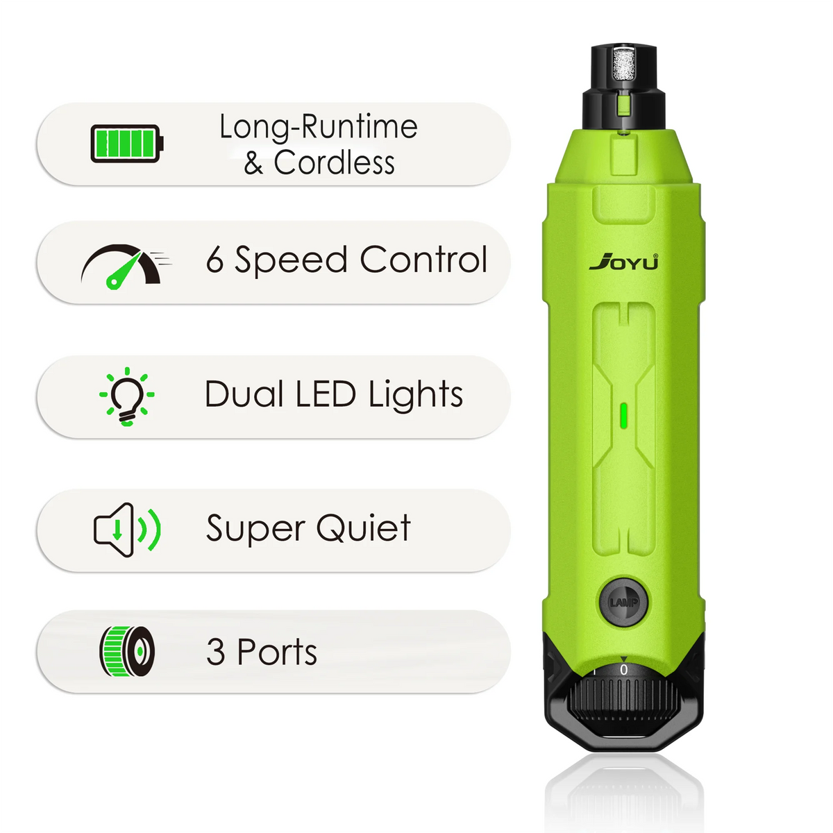 SafePaws™ 6-Speed Quiet Electric Dog & Cat Nail Grinder — Rechargeable Painless Claw Trimmer