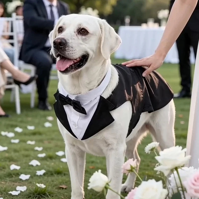 Royal Bow Tie Wedding Shirt for Dogs | Luxury Party Costume for Puppies & Small Breeds